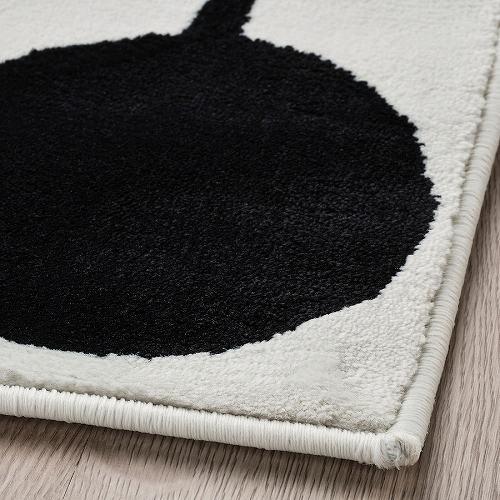 イケア（IKEA） ラグ パイル短 ホワイト ブラック 水玉模様 133x195cm