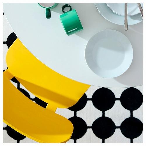 イケア（IKEA） ラグ パイル短 ホワイト ブラック 水玉模様 133x195cm
