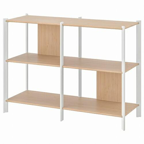 イケア（IKEA） シェルフユニット ホワイト ライトバンブー 120x85cm