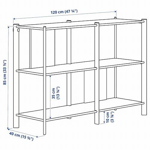 イケア（IKEA） シェルフユニット ホワイト ライトバンブー 120x85cm