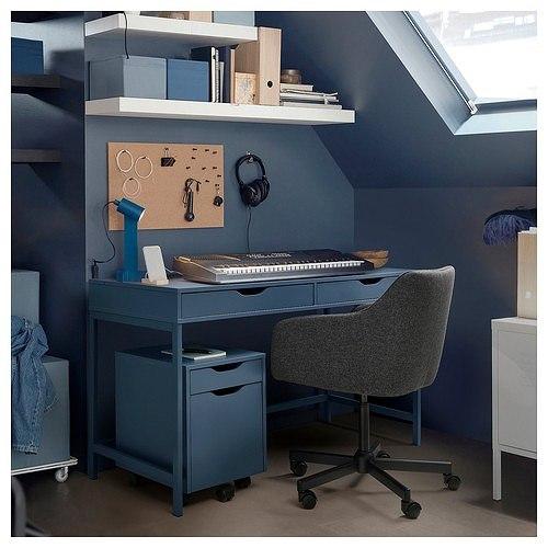 イケア（IKEA） デスク ブラックブルー 132×58cm big50590473 ALEX