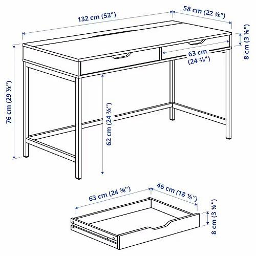 イケア（IKEA） デスク ホワイト 白 132x58cm big60483439 ALEX
