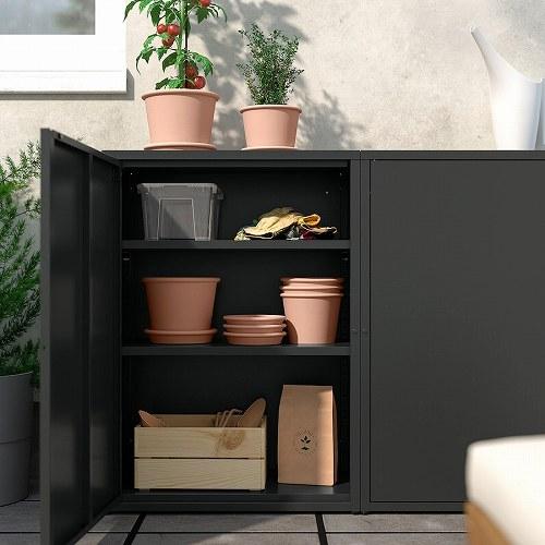 イケア（IKEA） キャビネット チャコール 屋外用 室内 60x35x86cm
