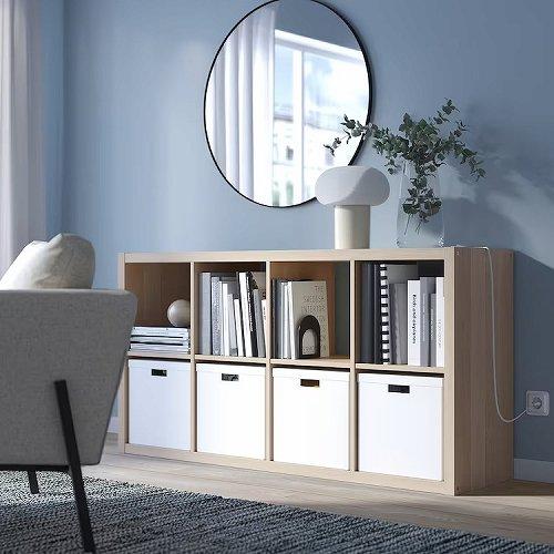 イケア（IKEA） シェルフユニット ホワイトステインオーク調 77x147cm