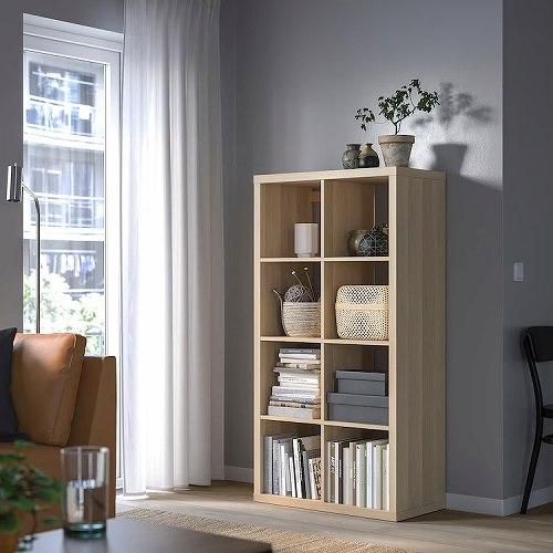 イケア（IKEA） シェルフユニット ホワイトステインオーク調 77x147cm