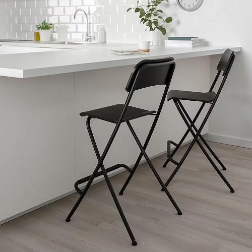 イケア（IKEA） バースツール 背もたれ付き 折りたたみ式 ブラック