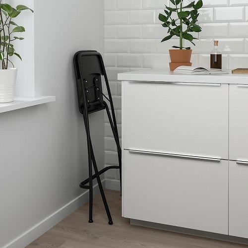 イケア（IKEA） バースツール 背もたれ付き 折りたたみ式 ブラック