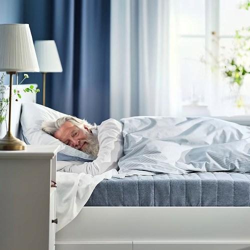 イケア（IKEA） ボンネルコイルマットレス ダブル かため ライトブルー