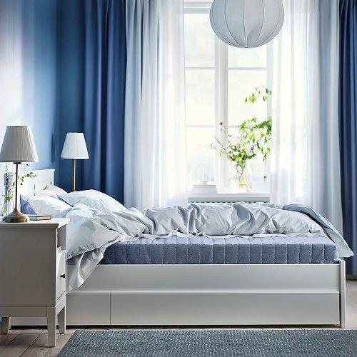 イケア（IKEA） ボンネルコイルマットレス ダブル かため ライトブルー