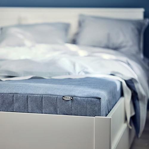 イケア（IKEA） ボンネルコイルマットレス ダブル かため ライトブルー