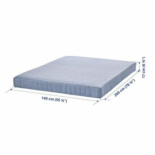 イケア（IKEA） ボンネルコイルマットレス ダブル かため ライトブルー