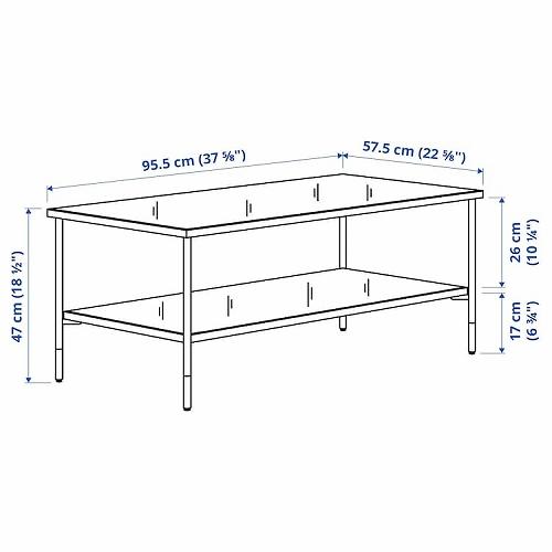 イケア（IKEA） コーヒーテーブル ブラック ガラス ブラック 96x58cm