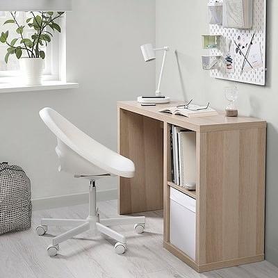 イケア（IKEA） デスク ホワイトステイン オーク調 111x39cm 