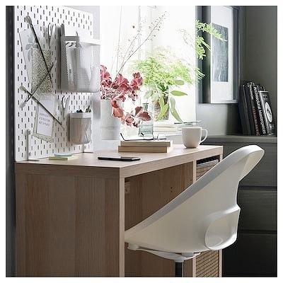 イケア（IKEA） デスク ホワイトステイン オーク調 111x39cm