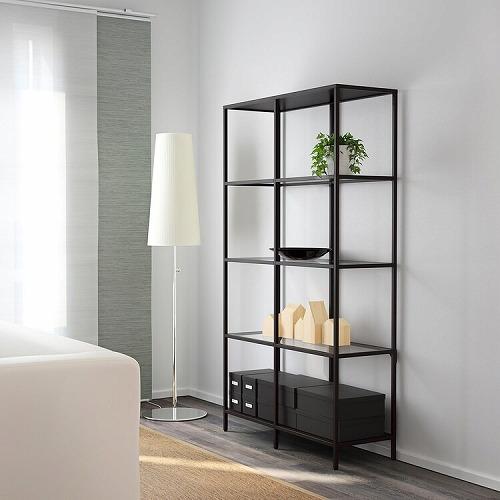 イケア（IKEA） シェルフユニット ブラックブラウン ガラス 100x175cm