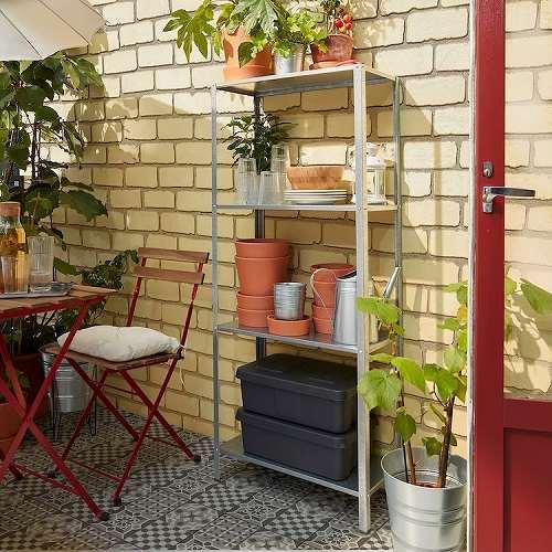 イケア（IKEA） シェルフユニット 室内 屋外用 亜鉛メッキ 60x27x140cm