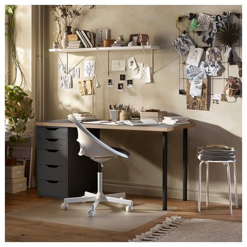 イケア（IKEA） デスク グレー/木目調 ブラック 140×60cm big89585381