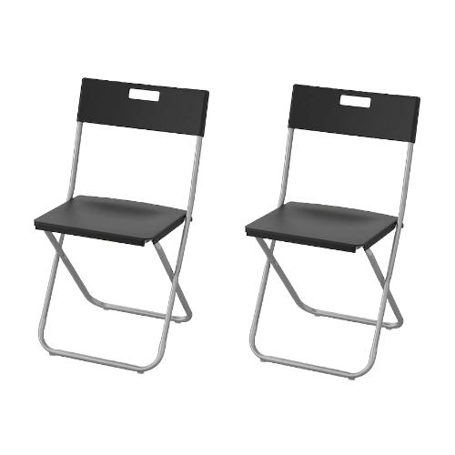 イケア（IKEA） 【セット商品】IKEA 折りたたみチェア ブラック 黒 2脚