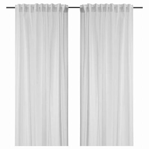 イケア（IKEA） シアーカーテン 長さ250cm×幅145cm 1組 ホワイト 白