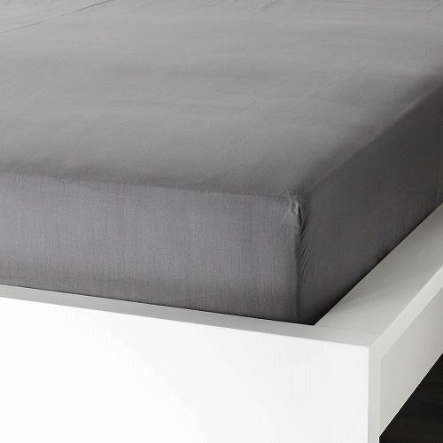 IKEA エングスコルン　グルスナルブ　ボックスシーツ　クイーン イケア（IKEA） ボックスシーツ カバー グレー クイーン 160x200cm