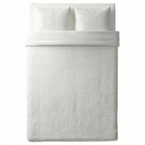 イケア（IKEA） 掛け布団カバー＆枕カバー2枚 ホワイト 白 ダブル