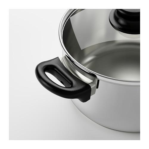 イケア（IKEA） 両手鍋 21cmふた付き ガラス ステンレススチール