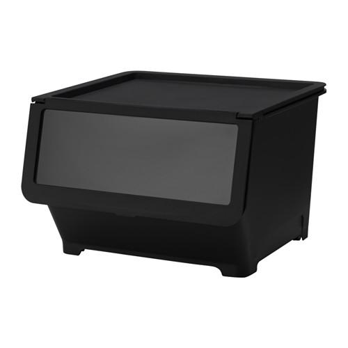 イケア（IKEA） ふた付きボックス ブラック 黒 44.5x42x31cm d90339935