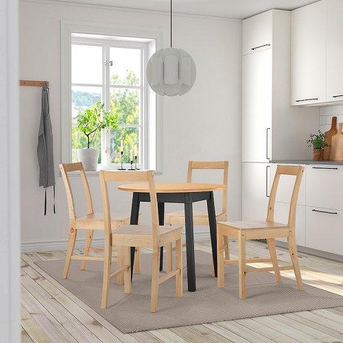 イケア（IKEA） テーブル 丸形 ライトブラウンステイン ブラック 