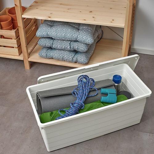 イケア（IKEA） 収納ボックス ふた付き ホワイト 38x76x30cm