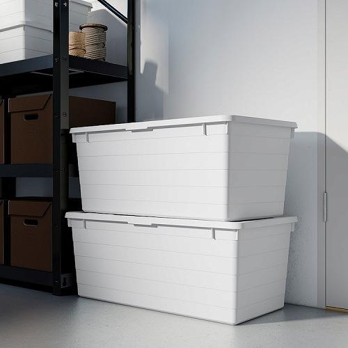 イケア（IKEA） 収納ボックス ふた付き ホワイト 38x76x30cm