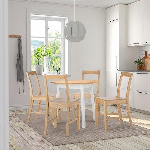 イケア（IKEA） テーブル 丸形 ライトブラウンステイン ホワイト 