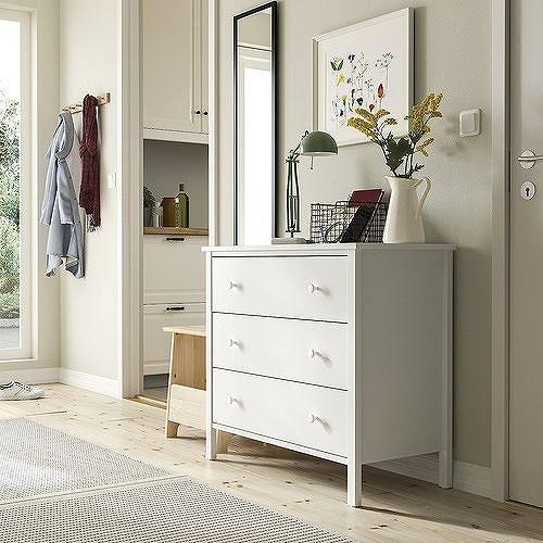 イケア（IKEA） チェスト（引き出し×3） ホワイト 転倒防止機能付き