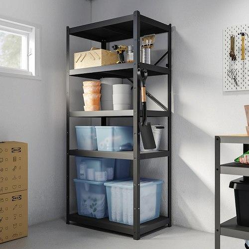 イケア（IKEA） 収納ボックス ふた付き 透明 グレーブルー 36x50x35cm