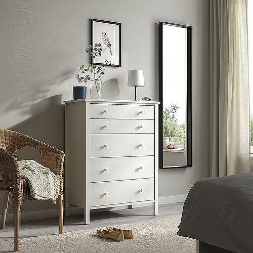 IKEA チェスト　引き出し5 ホワイト　白　新居　引越　一人暮らし　白い部屋 イケア（IKEA） チェスト（引き出し×5） ホワイト 転倒防止機能付き