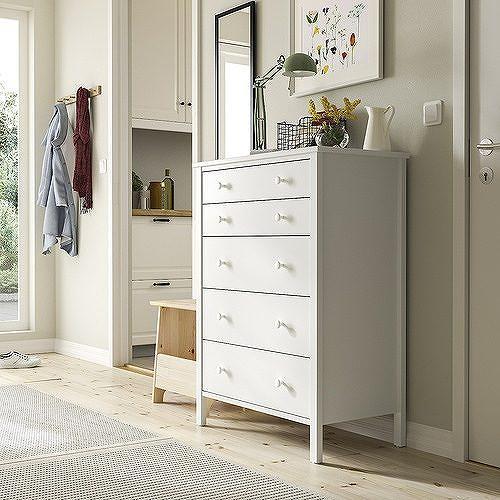 イケア（IKEA） チェスト（引き出し×5） ホワイト 転倒防止機能付き