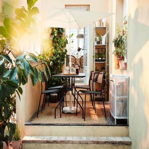 イケア（IKEA） パラソル 角度調節可能/グレーベージュ ホワイト白