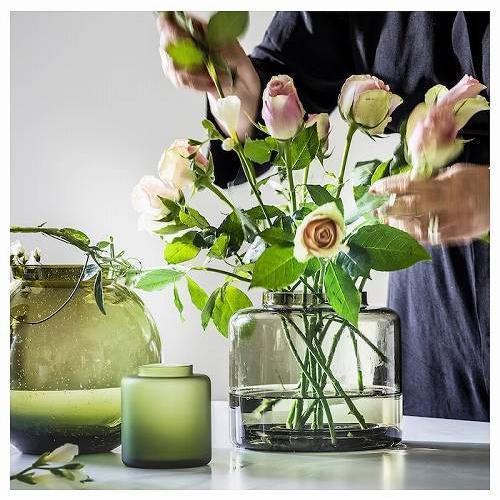 イケア（IKEA） 花瓶 グリーンブラウン 16cm m00511954 KONSTFULL