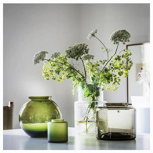 イケア（IKEA） 花瓶 グリーンブラウン 16cm m00511954 KONSTFULL