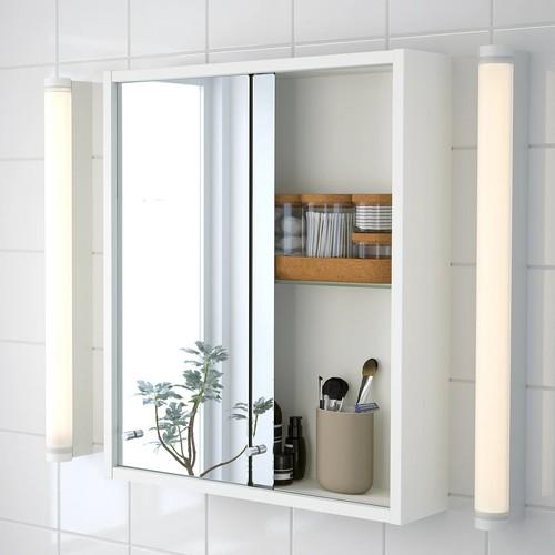 「本日まで」IKEA PLATSA ミラー扉収納キャビネット 送料込 イケア（IKEA） ミラーキャビネット ホワイト 50x60cm m00512307