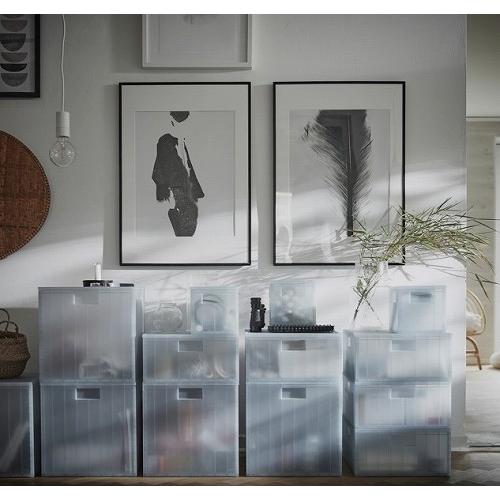 IKEA収納ボックス イケア（IKEA） 収納ボックス ふた付き 透明 グレーブルー 16 . 5x16