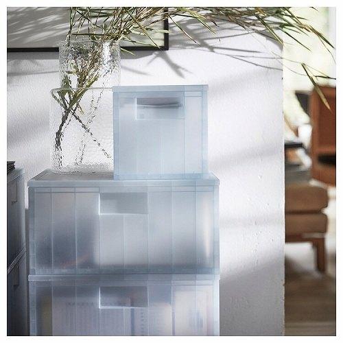 イケア（IKEA） 収納ボックス ふた付き 透明 グレーブルー 16 . 5x16
