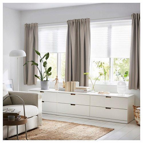 イケア IKEA 遮光カーテン（わずかに透光） 1組 ダークグレー