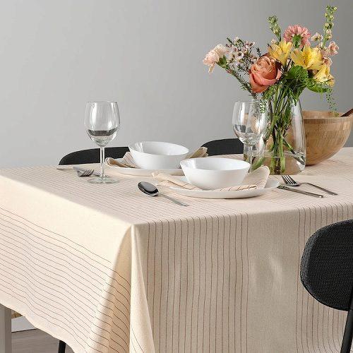 イケア（IKEA） テーブルクロス ストライプ模様 レッド ナチュラル 