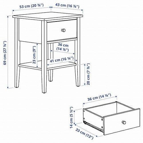 イケア（IKEA） サイドテーブル ホワイト 引き出し1段付き 棚板1枚付き