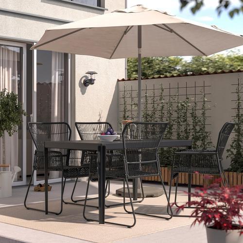 イケア（IKEA） チェア アームレスト付き 屋外用 チャコール m00575149