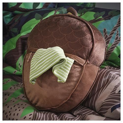 イケア（IKEA） クッション ポケット付き ドングリ形 ブラウン 32x37cm