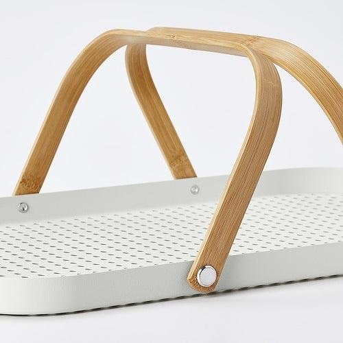 イケア（IKEA） トレイ 持ち手付き 竹 ホワイト 46x30cm m00579067