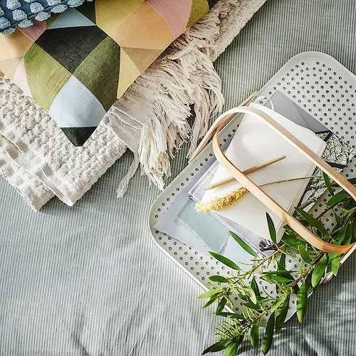 イケア（IKEA） トレイ 持ち手付き 竹 ホワイト 46x30cm m00579067