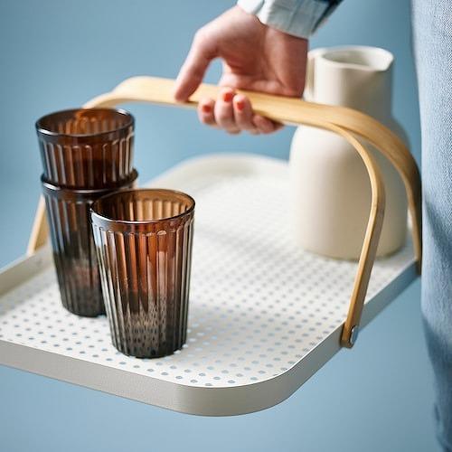 イケア（IKEA） トレイ 持ち手付き 竹 ホワイト 46x30cm m00579067