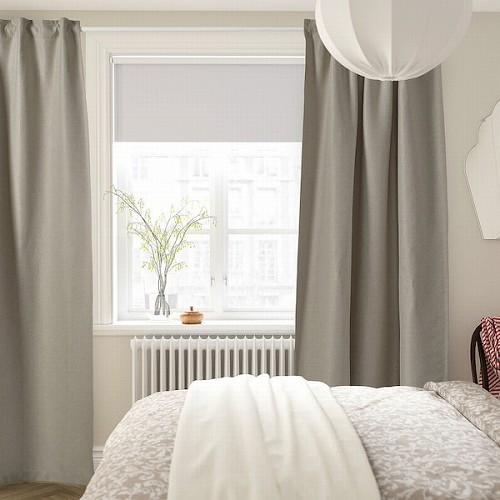 IKEA ドレープカーテン 2組計4枚ホワイト 145x250cm 遮像・採光